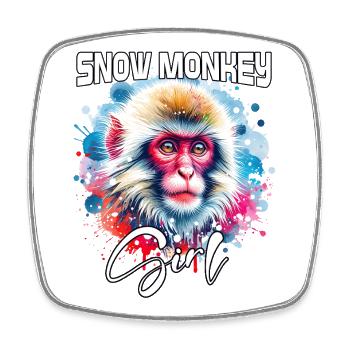 Snow Monkey Girl Snow Monkey - Square fridge magnet - white - Front