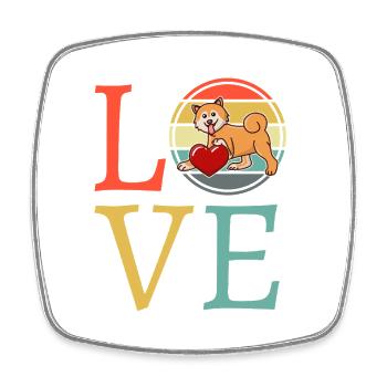 Love Canine Retro Colorful Heart - Square fridge magnet - white - Front