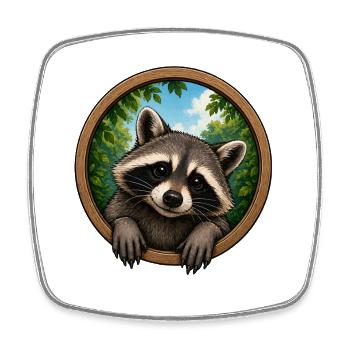 Raccoon in the Holerring - Square fridge magnet - white - Front