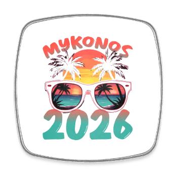 Mykonos 2026 - Viereckiger Kühlschrankmagnet - Weiß - Vorne
