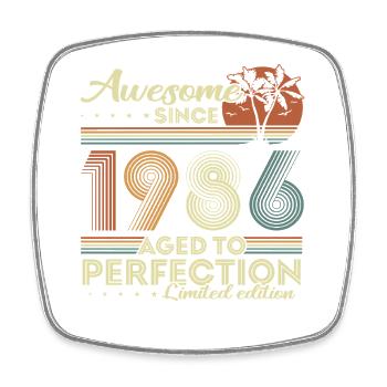 Cadeau rétro vintage d’anniversaire 1986 - Magnet carré - blanc - Devant