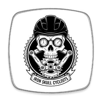 Skull Bicycle VTT VTT Conception de VTT - Magnet carré - blanc - Devant