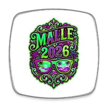Malle 2026 Mallorca Palmen Bunt - Viereckiger Kühlschrankmagnet - Weiß - Vorne