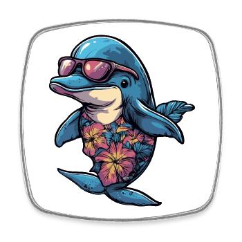 Delfin Comic Urlaub - Viereckiger Kühlschrankmagnet - Weiß - Vorne