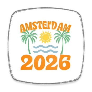 Amsterdam 2026 - Viereckiger Kühlschrankmagnet - Weiß - Vorne