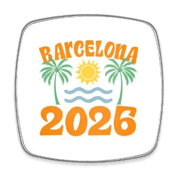 Barcelona 2026 - Viereckiger Kühlschrankmagnet - Weiß - Vorne