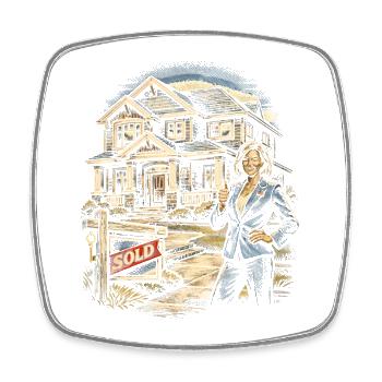 Immobilienmakler Makler - Viereckiger Kühlschrankmagnet - Weiß - Vorne