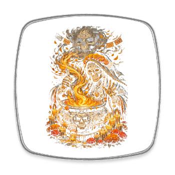 Dia de los Muertos Witch - Magnet carré - blanc - Devant