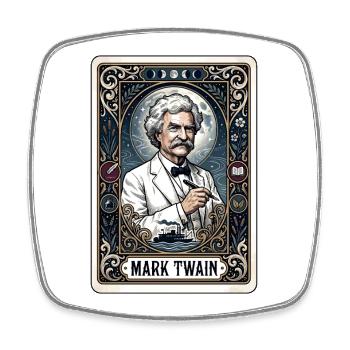 Tarotkarte von Mark Twain - Viereckiger Kühlschrankmagnet - Weiß - Vorne