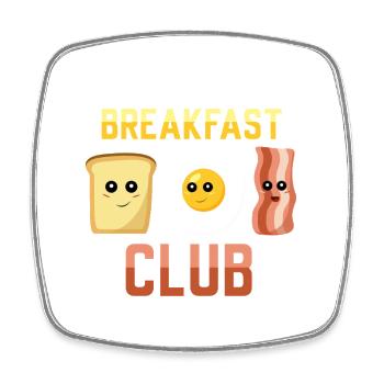 The Breakfast Club – Cute Toast Egg Bacon - Square fridge magnet - white - Front