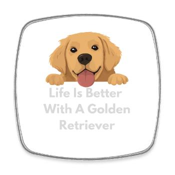 Golden Retriever Joy - Square fridge magnet - white - Front