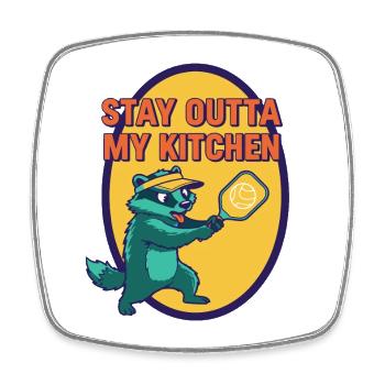 Pickleball Funny Player Stay Outta My Kitchen - Square fridge magnet - white - Front