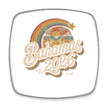 Bahamas 2026 Retro Sunset - Square fridge magnet - white - Front