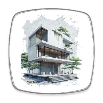 Fancy Geometry Modern House - Viereckiger Kühlschrankmagnet - Weiß - Vorne