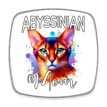 Maman chatte abyssinienne - Magnet carré - blanc - Devant