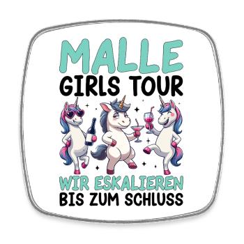Malle Girls Tour Einhorn Mallorca Party Urlaub - Viereckiger Kühlschrankmagnet - Weiß - Vorne