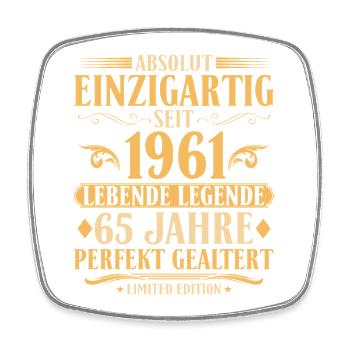 Einzigartig seit 1961 Baujahr 65. Geburtstag - Viereckiger Kühlschrankmagnet - Weiß - Vorne