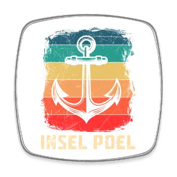 Poel Souvenier INSEL POEL OSTSEE Retro Lustiges - Viereckiger Kühlschrankmagnet - Weiß - Vorne