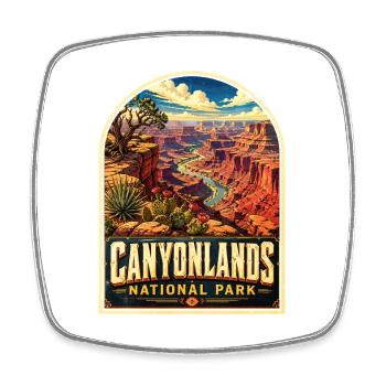 Canyonlands National Park Vintage Poster - Square fridge magnet - white - Front