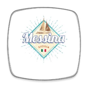 Messine en Sicile, Italie, souvenir vintage - Magnet carré - blanc - Devant