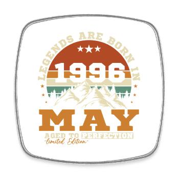 May 1996 Vintage Birthday Gift - Square fridge magnet - white - Front