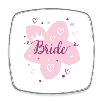 Wedding Bridal Flower Pink Crown - Square fridge magnet - white - Front