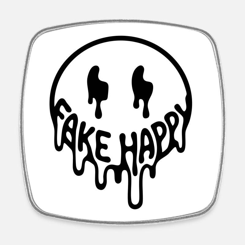 Fake Happy - Square fridge magnet - white