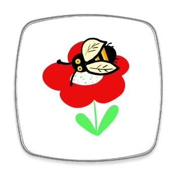 Rote Blume mit putzigen Bienchen - Viereckiger Kühlschrankmagnet - Weiß - Vorne
