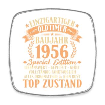 Idée cadeau pour le 70e anniversaire d’une voiture ancienne de 1956 - Magnet carré - blanc - Devant