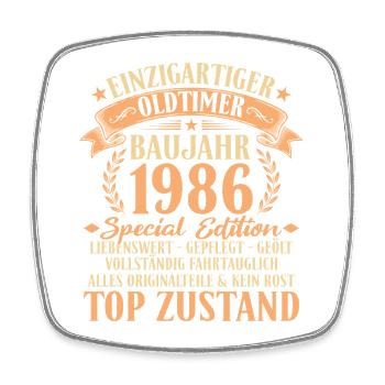 1986 Vintage Car 40th Birthday Gift Idea - Square fridge magnet - white - Front