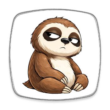 Sloth with tired look - Square fridge magnet - white - Front