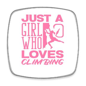 A Girl Who Loves Climbing Pink - Square fridge magnet - white - Front