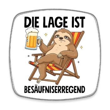 Die Lage Ist Besäufniserregend mit Faultier - Viereckiger Kühlschrankmagnet - Weiß - Vorne