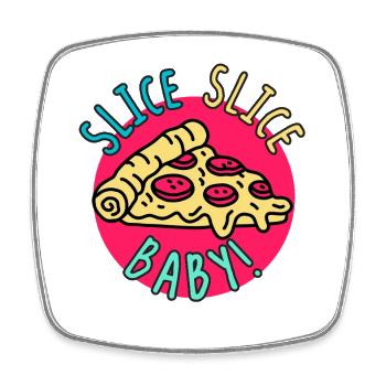 Slice Slice Baby – Retro Pizza  - Square fridge magnet - white - Front