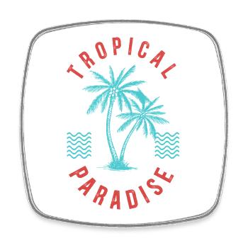 Tropical Paradise Retro Palm Abzeichen - Viereckiger Kühlschrankmagnet - Weiß - Vorne