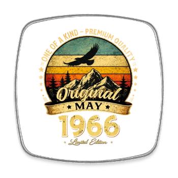 60th Birthday Gift Husband Original May 1966 - Square fridge magnet - white - Front