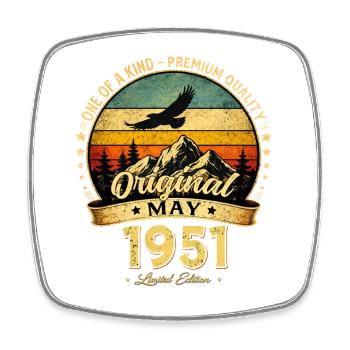 75. Geburtstag Geschenk Mann Original Mai 1951 - Viereckiger Kühlschrankmagnet - Weiß - Vorne