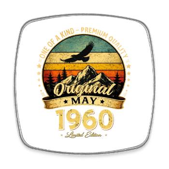66. Geburtstag Geschenk Mann Original Mai 1960 - Viereckiger Kühlschrankmagnet - Weiß - Vorne