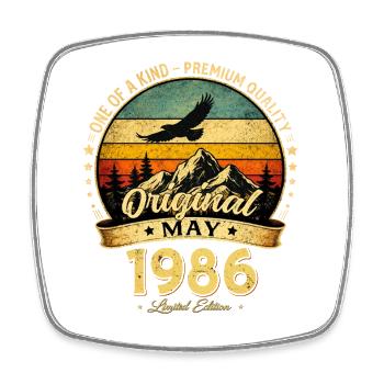 40th Birthday Gift Husband Original May 1986 - Square fridge magnet - white - Front