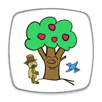 Pommier Arbre Ours en peluche Enfant d’été - Magnet carré - blanc - Devant