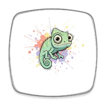 Éclaboussure caméléon aquarelle - Magnet carré - blanc - Devant