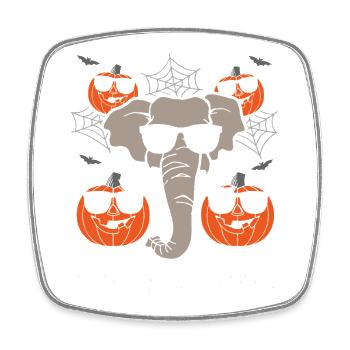 Safari Afrique faune du Serengeti éléphant d’Halloween - Magnet carré - blanc - Devant