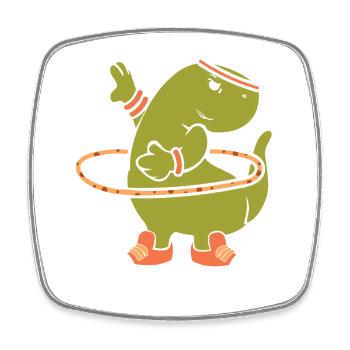 Hula Hup Hiller Hullern Hüller Hoop Dino T Rex - Square fridge magnet - white - Front