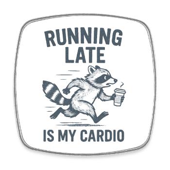 Zu spät dran | Laufhumor Cardio - Viereckiger Kühlschrankmagnet - Weiß - Vorne