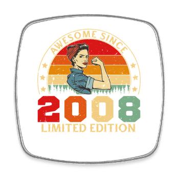 2008 Vintage Retro Wife Birthday Gift - Square fridge magnet - white - Front