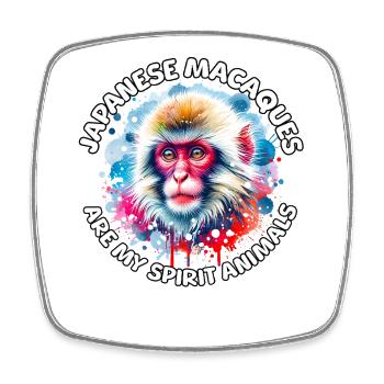 Funny Japanese macaque sayings - Square fridge magnet - white - Front