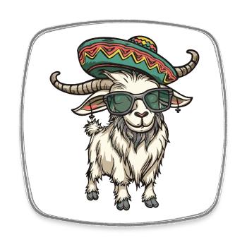 Sombrero comique comique de la chèvre de montagne - Magnet carré - blanc - Devant