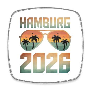 Hamburg 2026 - Viereckiger Kühlschrankmagnet - Weiß - Vorne