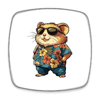 Hamster Comic Urlaub - Viereckiger Kühlschrankmagnet - Weiß - Vorne