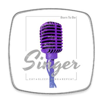 Born To Be Singer für Sänger und Band Musiker - Viereckiger Kühlschrankmagnet - Weiß - Vorne
